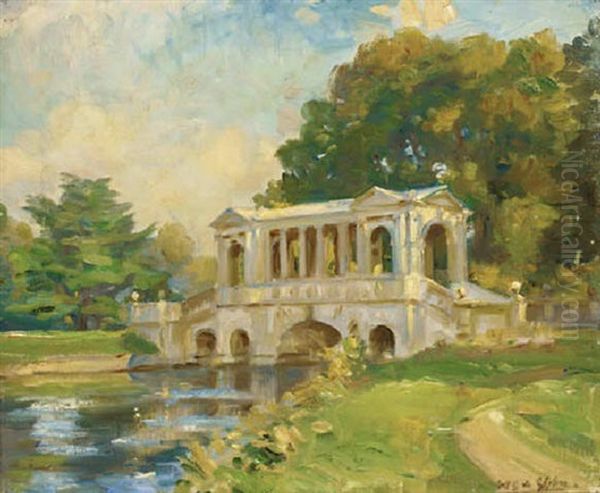 The Palladian Bridge, Wilton Park Oil Painting by Wilfred Gabriel De Glehn