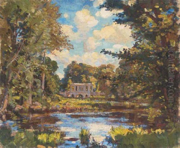 The Palladian Bridge, Wilton Park, Wiltshire Oil Painting by Wilfred Gabriel De Glehn