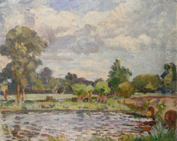 On The Avon Oil Painting by Wilfred Gabriel De Glehn