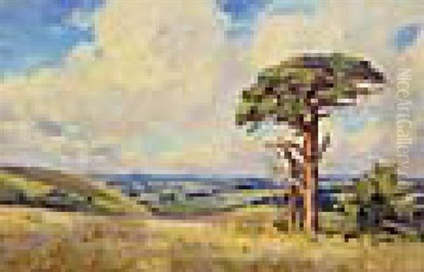 Wiltshire Downs Oil Painting by Wilfred Gabriel De Glehn