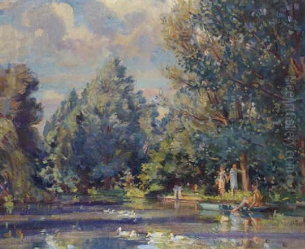 An Afternoon On The River Oil Painting by Wilfred Gabriel De Glehn