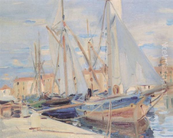 Boats, St. Tropez Oil Painting by Wilfred Gabriel De Glehn