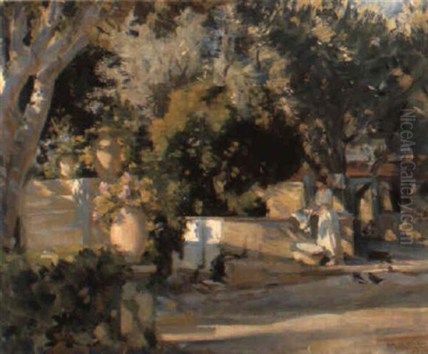 Wash Day Oil Painting by Wilfred Gabriel De Glehn