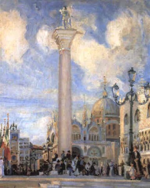 The Basilica Of St. Mark, Venice, From The Piazetta Oil Painting by Wilfred Gabriel De Glehn