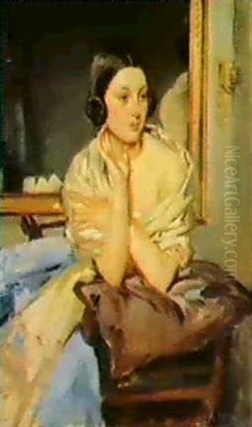 Study For The Model In Youth Oil Painting by Wilfred Gabriel De Glehn