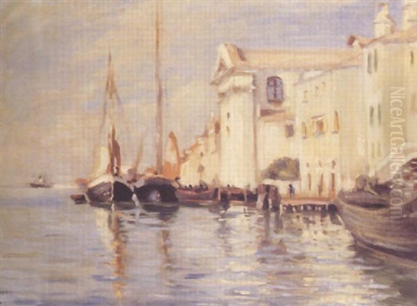 The Waterfront - Giudecca Oil Painting by Wilfred Gabriel De Glehn