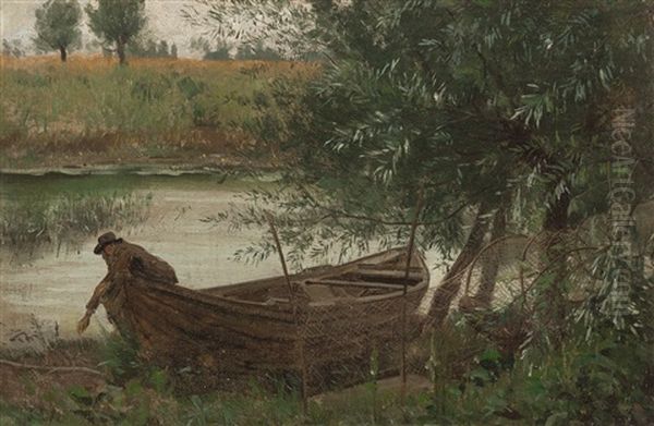 Am Fluss Oil Painting by Heinrich Ludwig Freiherr von Gleichen-Russwurm