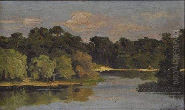 Am Flakensee Bei Berlin Oil Painting by Heinrich Ludwig Freiherr von Gleichen-Russwurm