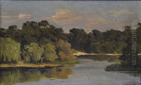 Am Flakensee Bei Berlin Oil Painting by Heinrich Ludwig Freiherr von Gleichen-Russwurm