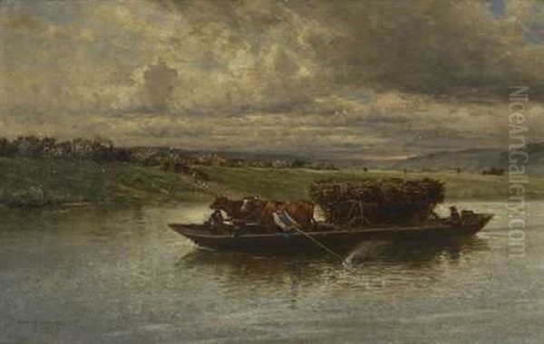 Mainfahre Oil Painting by Heinrich Ludwig Freiherr von Gleichen-Russwurm