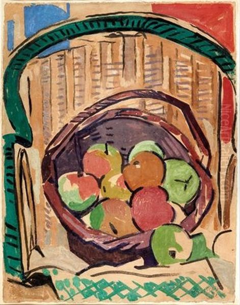 Nature-morte Au Panier De Pommes Sur Un Fauteuil, 1949 Oil Painting by Albert Gleizes