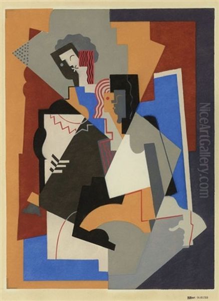 Composition Aux Deux Figures Planes Oil Painting by Albert Gleizes