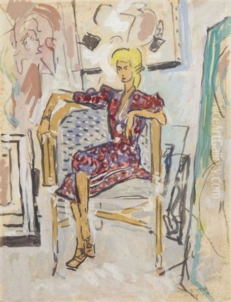 Jeune Femme Ou Jeune Fille Assise Oil Painting by Albert Gleizes