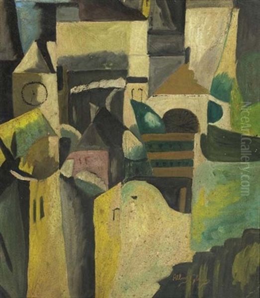 Komposition Mit Hausern Und Kirche Oil Painting by Albert Gleizes