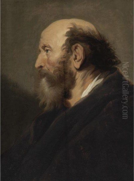 Profile Portrait Of A Bearded Man Oil Painting by Jacob Adriaensz Backer