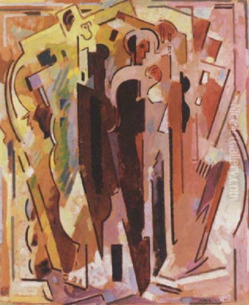 Composition Brune Oil Painting by Albert Gleizes