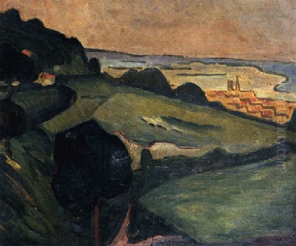 Hugelige Landschaft Mit Feldern Und Baumen Oil Painting by Albert Gleizes