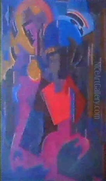 Composition Cubiste Aux Deux Personnages Oil Painting by Albert Gleizes