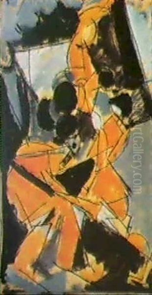 Composition Cubiste - Trois Acrobates Oil Painting by Albert Gleizes