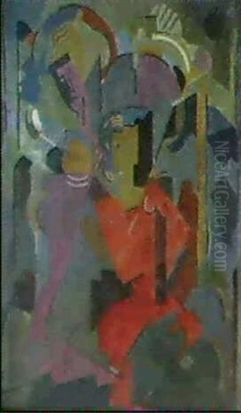 Composition Cubiste Aux Deux Personnages Oil Painting by Albert Gleizes