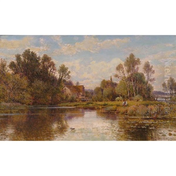 The River Thame At Whitchurch Oil Painting by Alfred Glendening Jr.