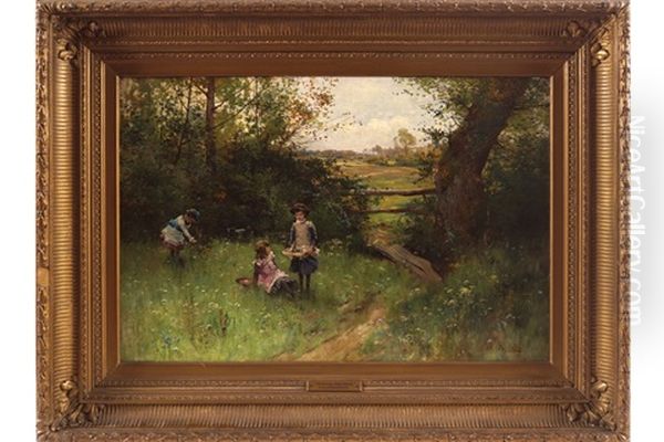 Gathering Flowers Oil Painting by Alfred Glendening Jr.