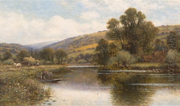 Streatley On Thames Oil Painting by Alfred Glendening Jr.