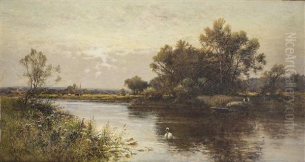 Penton Hook On The Thames Oil Painting by Alfred Glendening Jr.