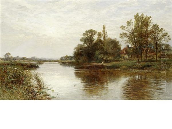 Medmenham, Buckinghamshire (+ Overcourt Ferry, Near Swansea; Pair) Oil Painting by Alfred Glendening Jr.