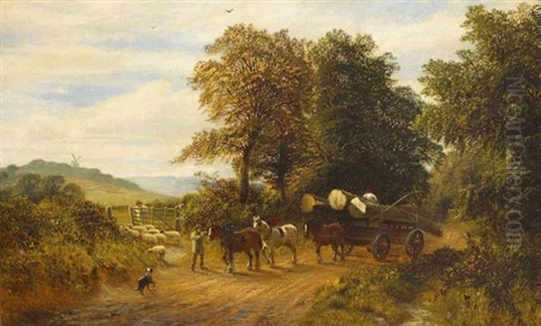 A Surrey Lane Oil Painting by Alfred Glendening Jr.