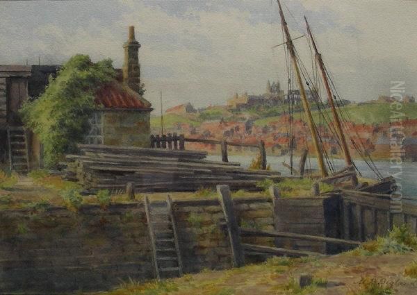 Boghall Dock Yard Whitby Oil Painting by Mary Backhouse Bigland