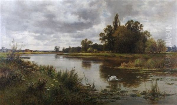 The Thames Near Laleham Ferry Oil Painting by Alfred Glendening Jr.