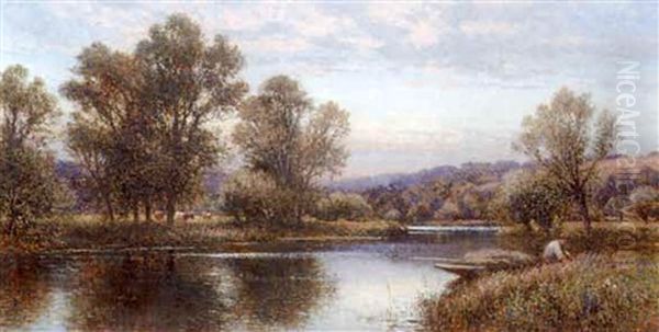 Sonning On Thames (+ Bolney Court On Thames; Pair) Oil Painting by Alfred Glendening Jr.