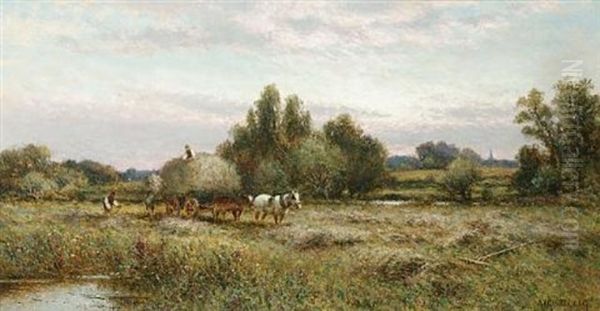 Harvest At Sunset Oil Painting by Alfred Glendening Jr.