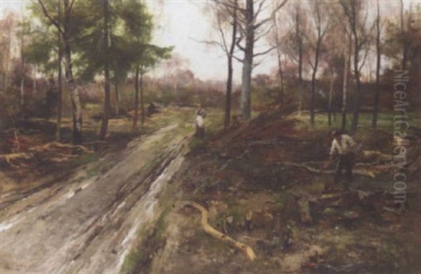 The Woodcutter Oil Painting by Alfred Glendening Jr.