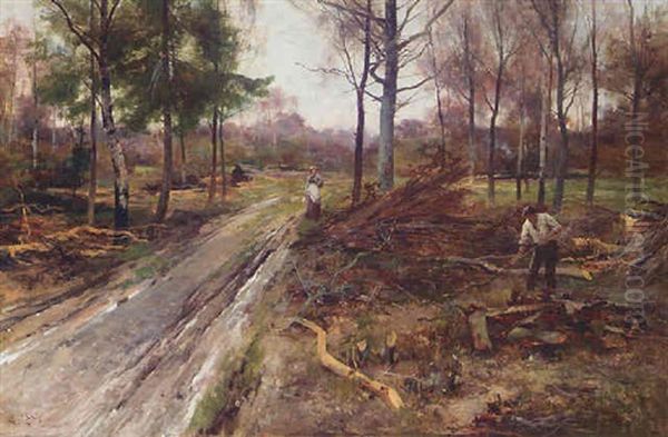 The Wood Cutter Oil Painting by Alfred Glendening Jr.