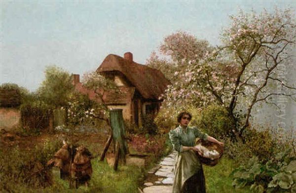 The Cottage Garden Oil Painting by Alfred Glendening Jr.