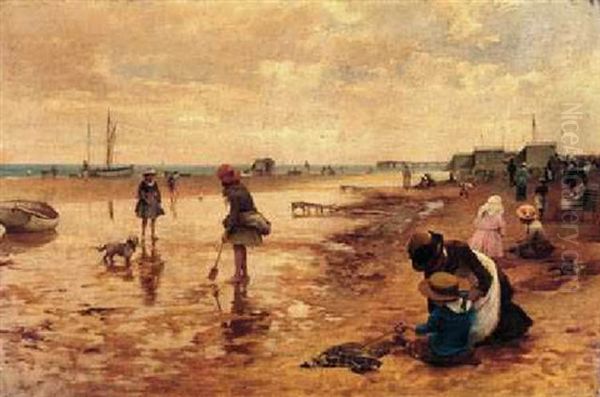 A Day At The Seaside Oil Painting by Alfred Glendening Jr.