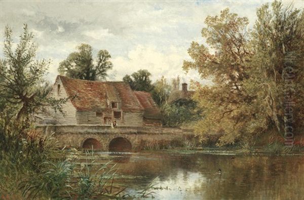 Barrington Mill, Near Cambridge Oil Painting by Alfred Augustus Glendening Sr.