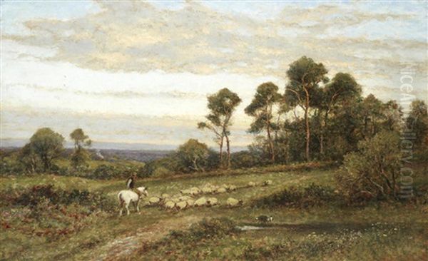 A Surrey Pasture Oil Painting by Alfred Augustus Glendening Sr.