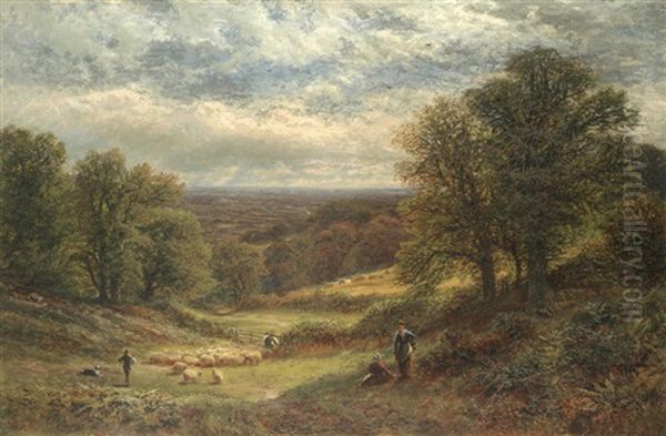 Near Sevenoaks, Kent, The Weald Of Kent; A Pair Oil Painting by Alfred Augustus Glendening Sr.