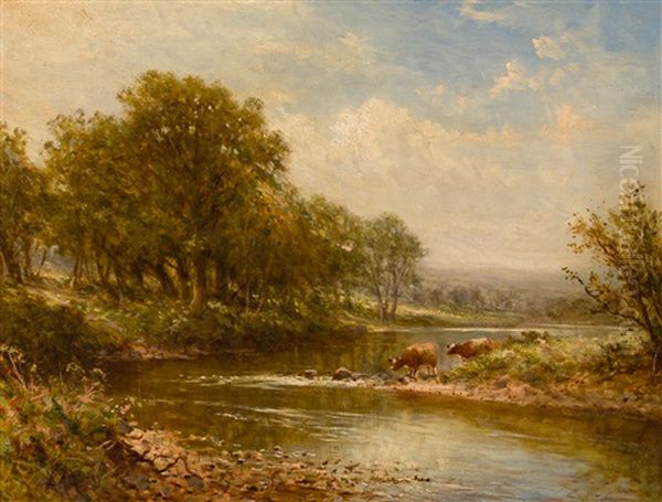 A Summer Day, North Wales Oil Painting by Alfred Augustus Glendening Sr.