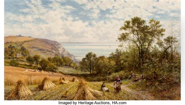 Near Luccombe, Isle Of Wight Oil Painting by Alfred Augustus Glendening Sr.