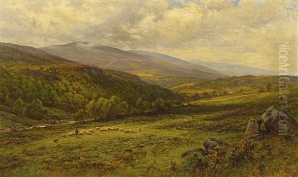 A Yorkshire Hillside Oil Painting by Alfred Augustus Glendening Sr.