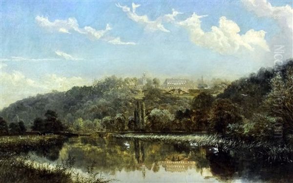 View Of Cliveden From The River Thames Oil Painting by Alfred Augustus Glendening Sr.