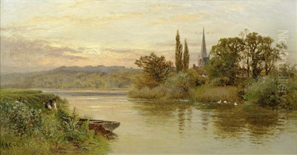 Sunset On The River by Alfred Augustus Glendening Sr.