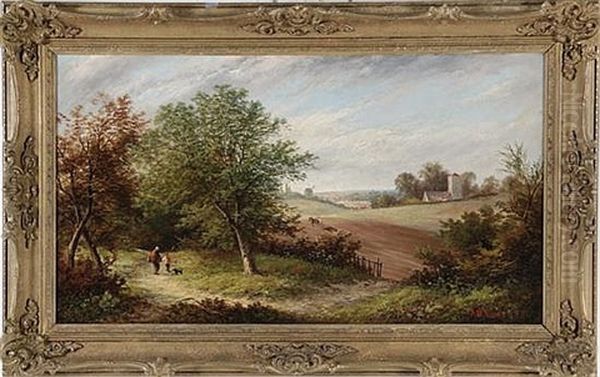 English Country Landscape by Alfred Augustus Glendening Sr.