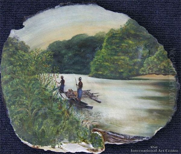 Native Fishing Party Oil Painting by John Philamon Backhouse