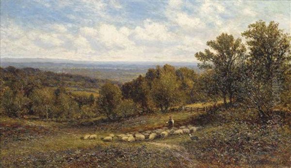 Near Dorking, Surrey Oil Painting by Alfred Augustus Glendening Sr.