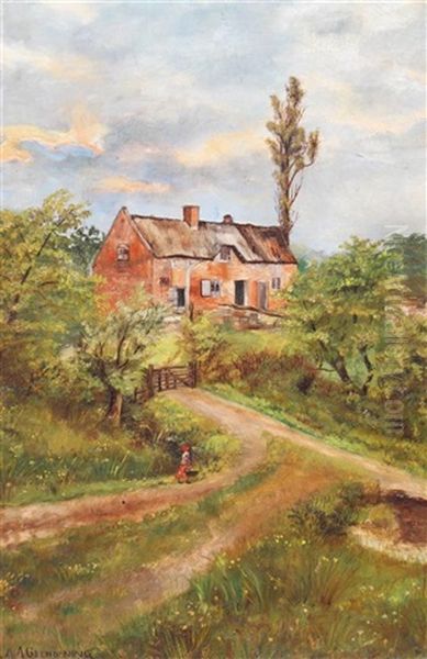 The Little Cottage Oil Painting by Alfred Augustus Glendening Sr.